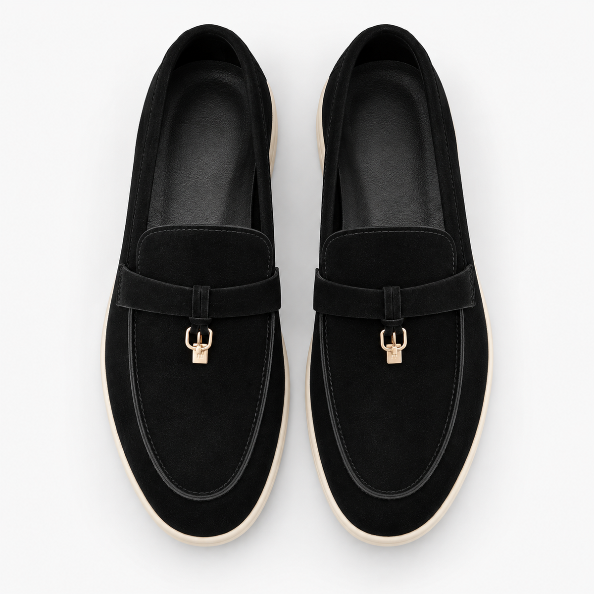 Mocassins Homme Daim Noir De Vache Sans Lacets