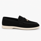 Mocassins Homme Daim Noir De Vache Sans Lacets
