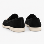 Mocassins Homme Daim Noir De Vache Sans Lacets