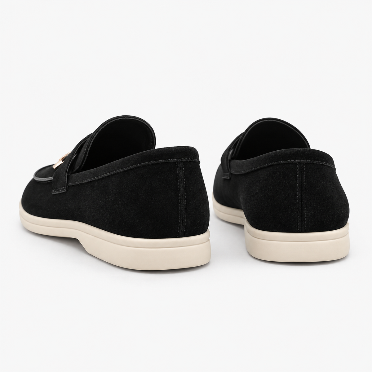 Mocassins Homme Daim Noir De Vache Sans Lacets