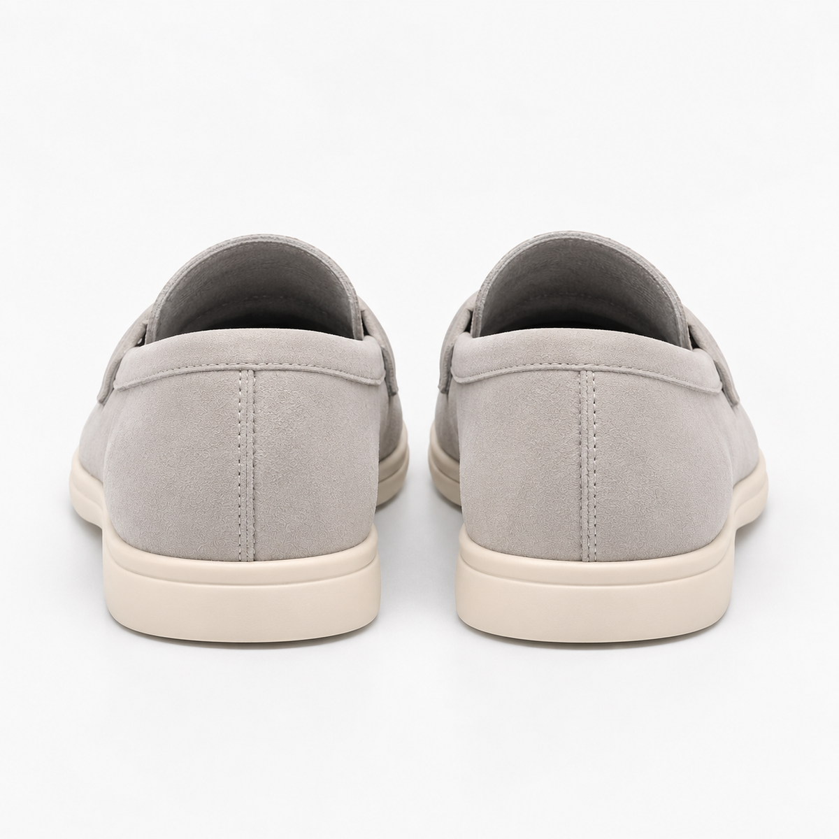 Mocassin Daim Homme En Cuir Suédé Gris Clair