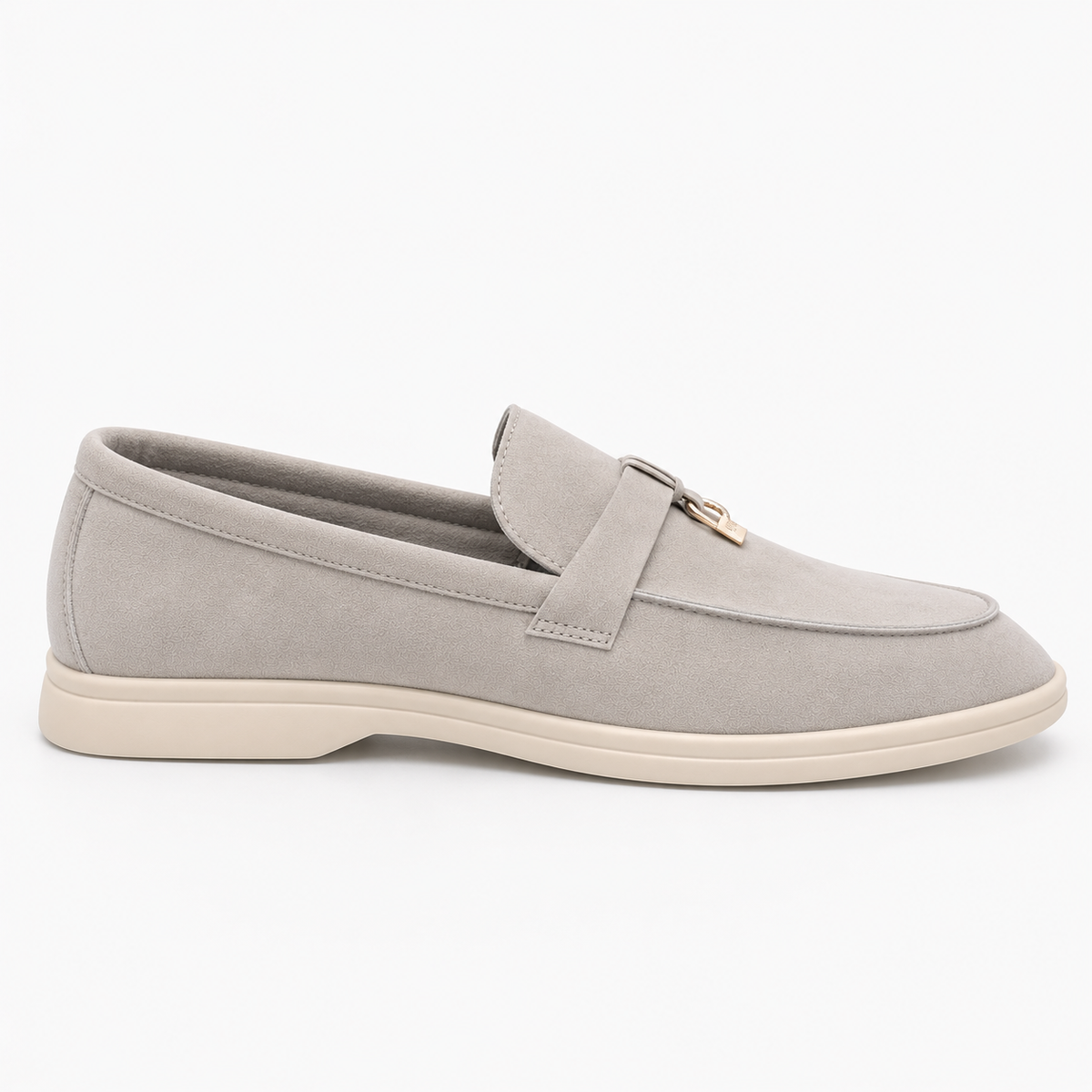 Mocassin Daim Homme En Cuir Suédé Gris Clair