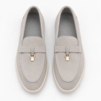 Mocassin Daim Homme En Cuir Suédé Gris Clair