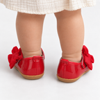 Chaussures Premier Pas Bébé Fille Rouges Vernies à Nœud