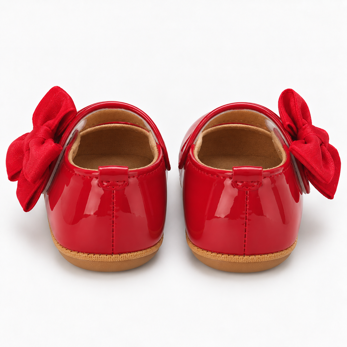 Chaussures Premier Pas Bébé Fille Rouges Vernies à Nœud