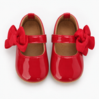 Chaussures Premier Pas Bébé Fille Rouges Vernies à Nœud