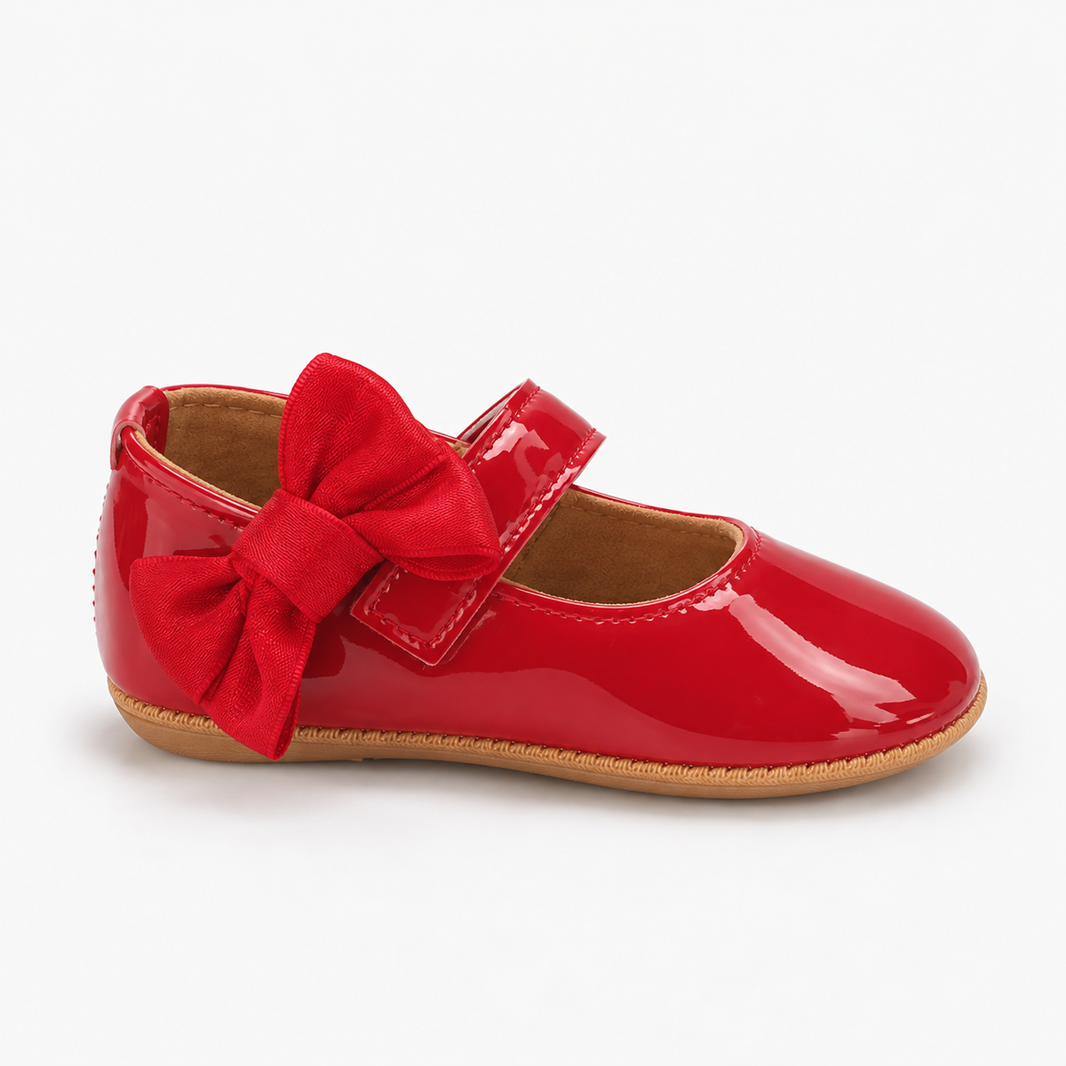 Chaussures Premier Pas Bébé Fille Rouges Vernies à Nœud