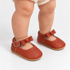 Babies premier pas bébé fille marron en similicuir à nœud