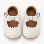Chaussures Mary Jane blanches bébé fille à bords festonnés