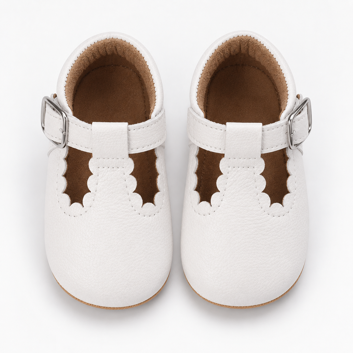 babies blanches en simili-cuir pour bébé fille