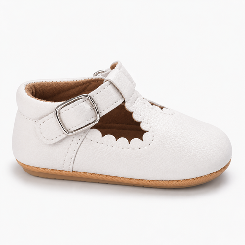 babies blanches en simili-cuir pour bébé fille