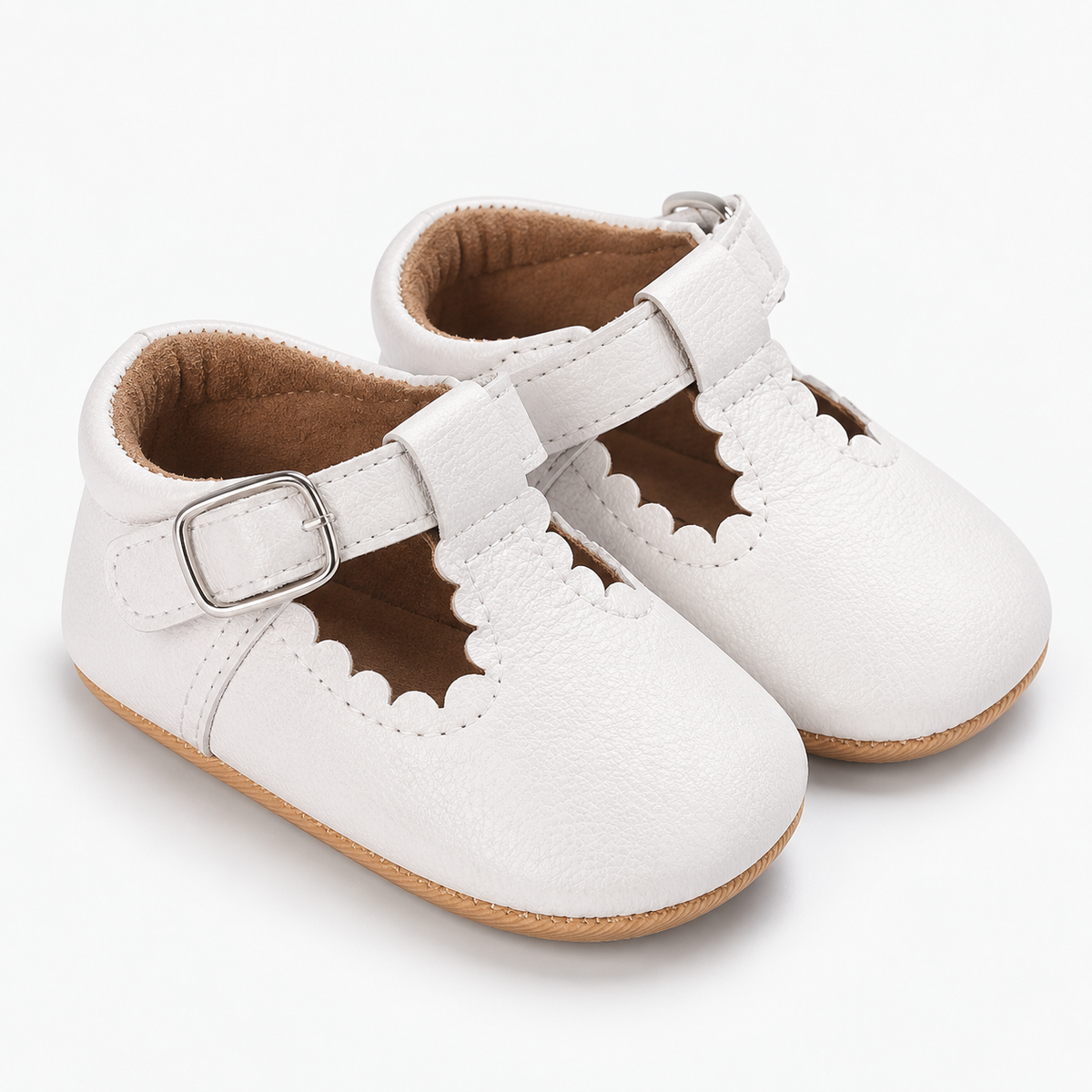 babies blanches en simili-cuir pour bébé fille