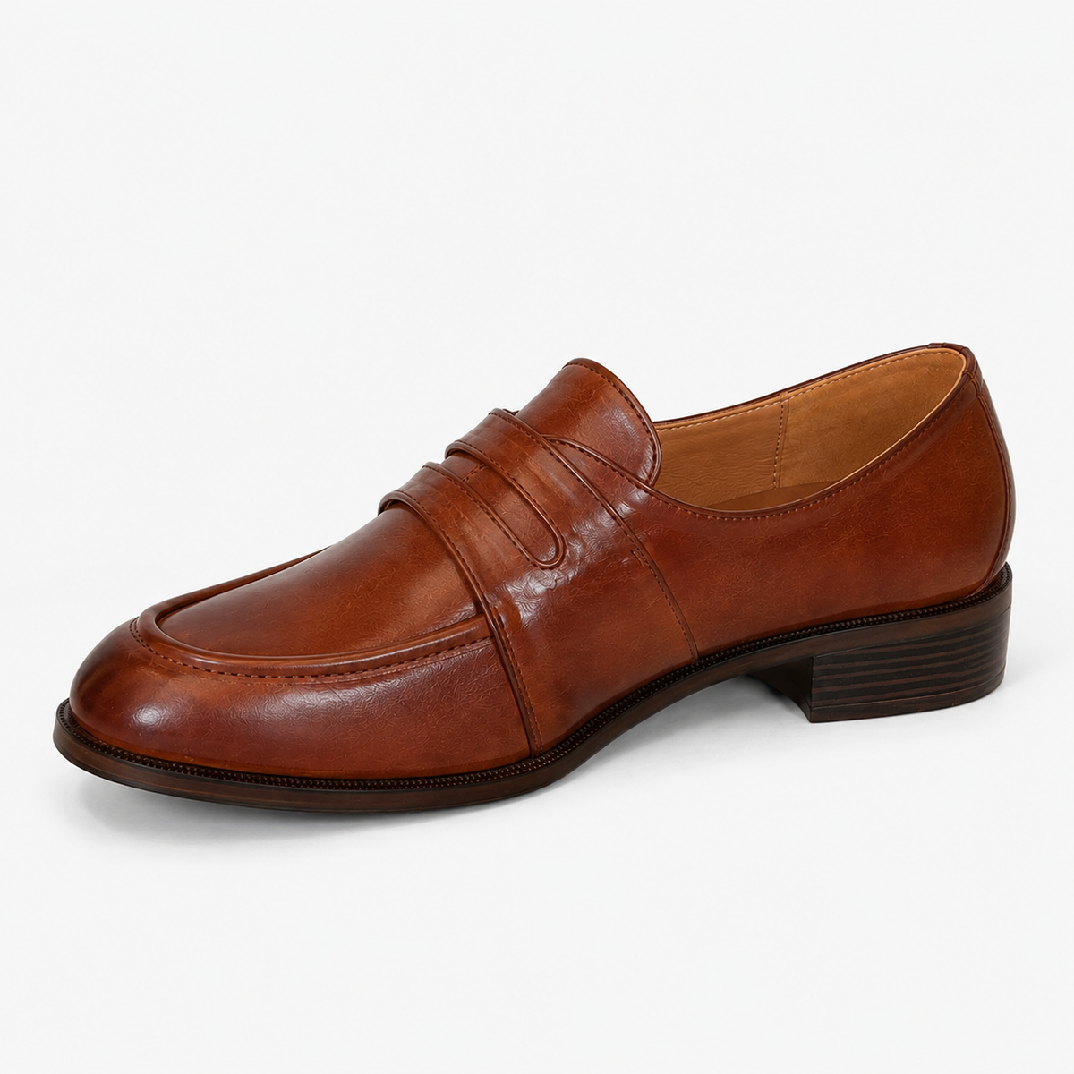 Mocassin PU Marron Sans Lacets