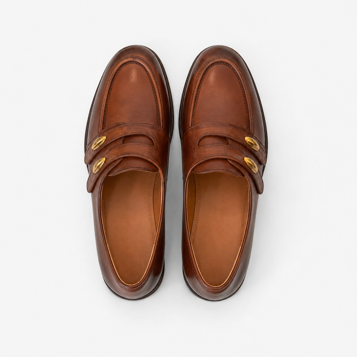 Mocassin PU Marron Sans Lacets