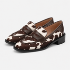 Mocassin Cuir Véritable Motif Vache
