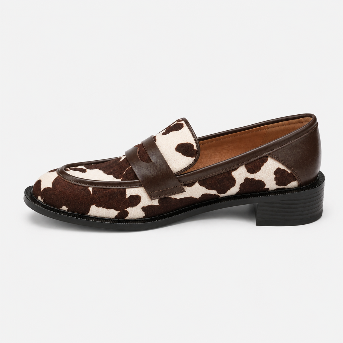 Mocassin Cuir Véritable Motif Vache