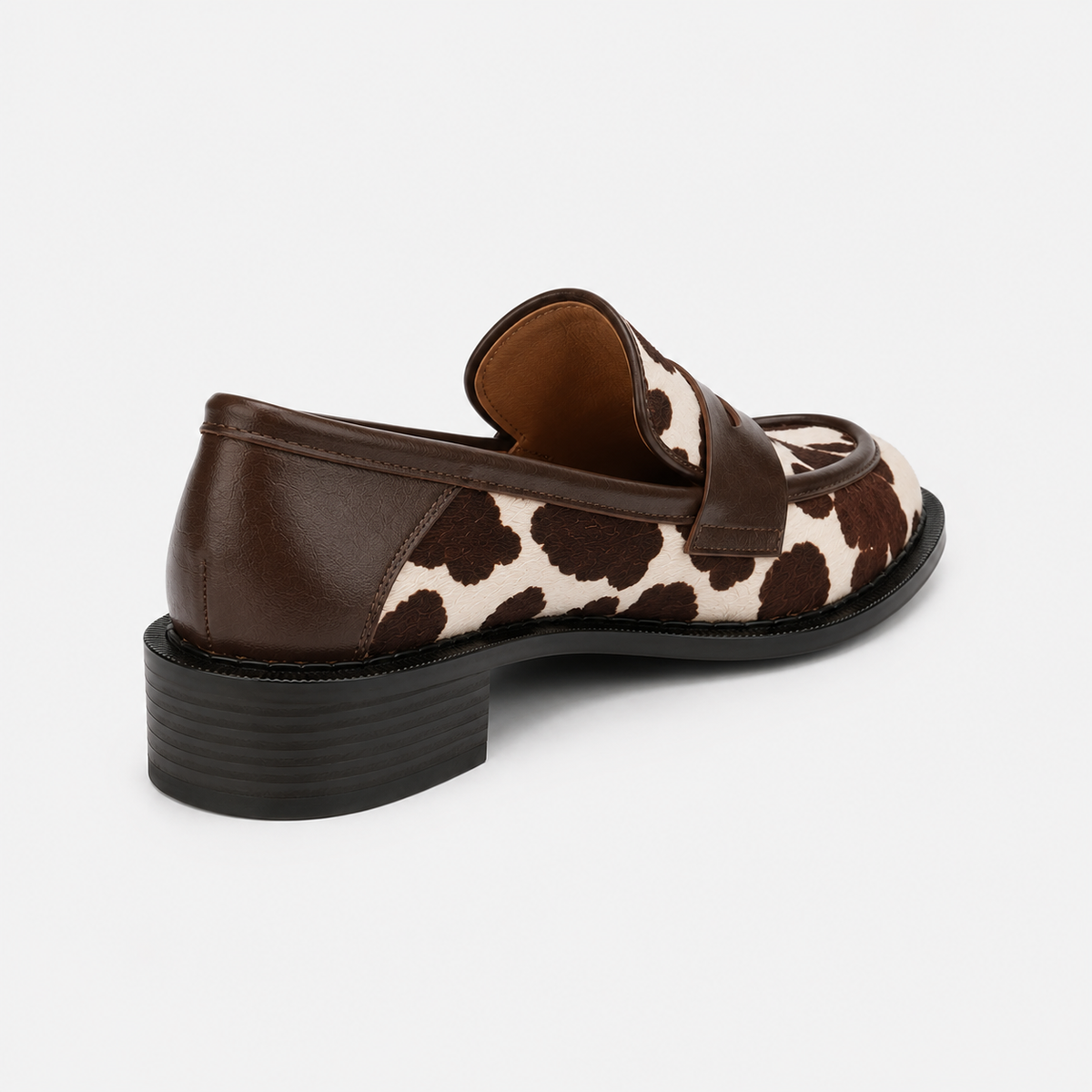Mocassin Cuir Véritable Motif Vache
