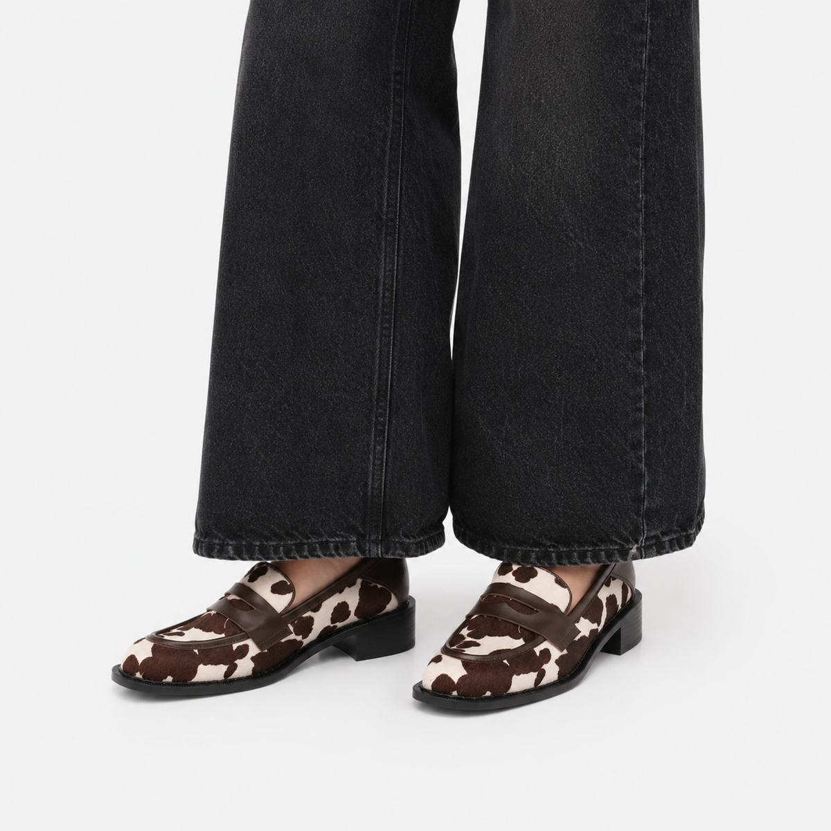 Mocassin Cuir Véritable Motif Vache