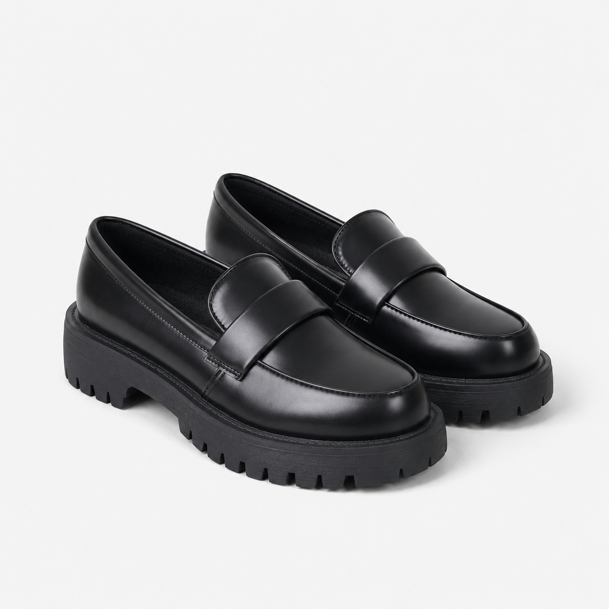 Mocassin Plateforme Femme Noir À Enfiler