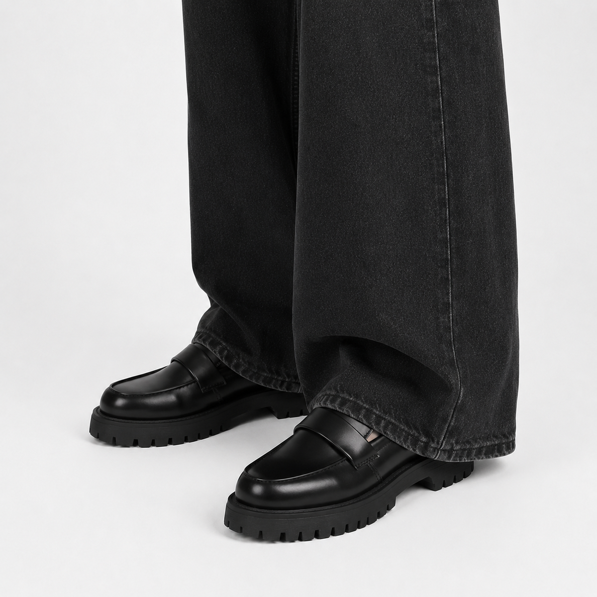 Mocassin Plateforme Femme Noir À Enfiler