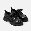 Derbies à plateforme noires vernies pour femme, à lacets