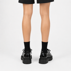 Derbies à plateforme noires vernies pour femme, à lacets
