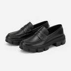 Mocassins Cuir Noir Refendu