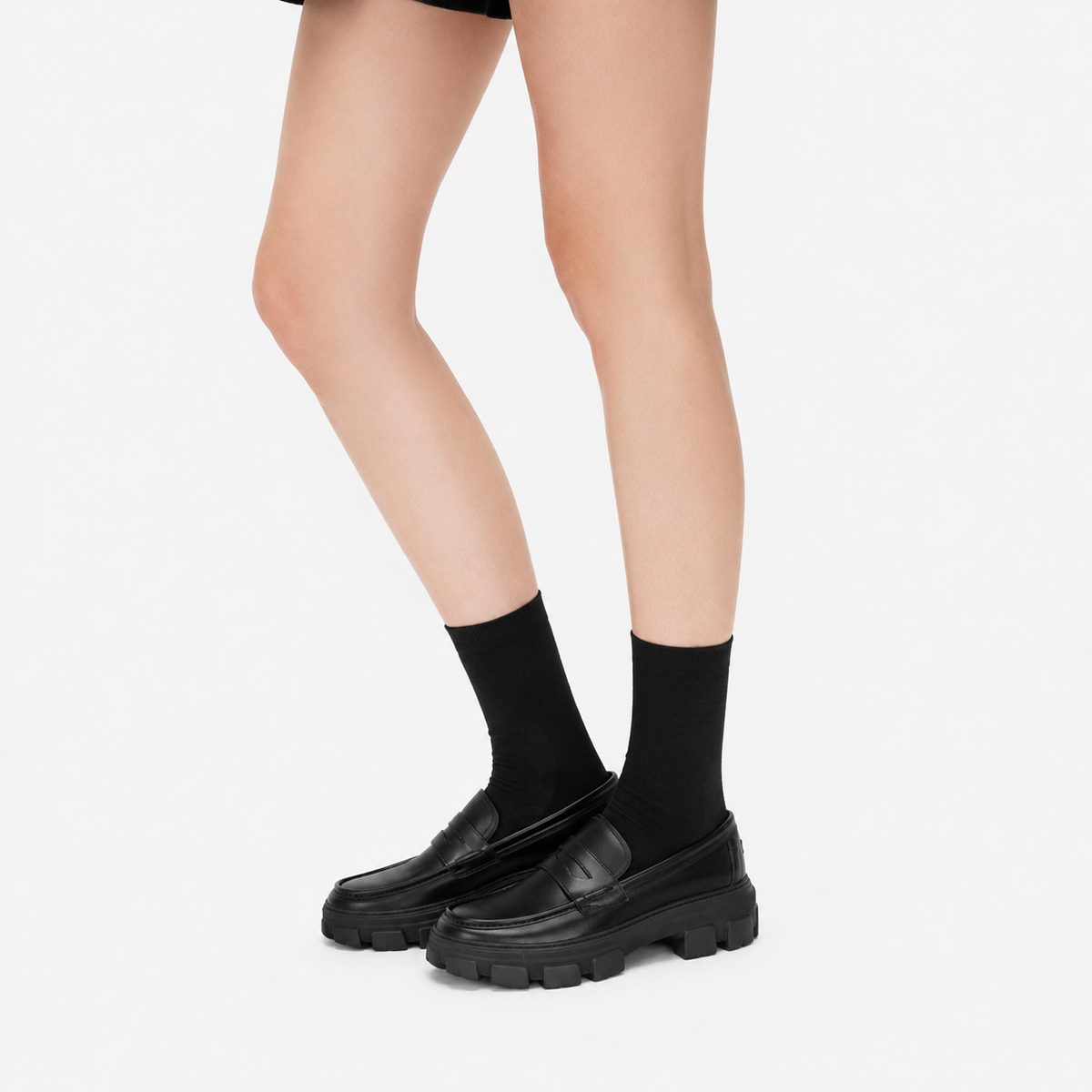 Mocassins Cuir Noir Refendu