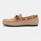 Mocassin Beige Femme En Velours Avec Nœud Papillon