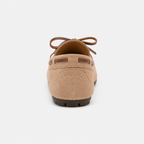 Mocassin Beige Femme En Velours Avec Nœud Papillon