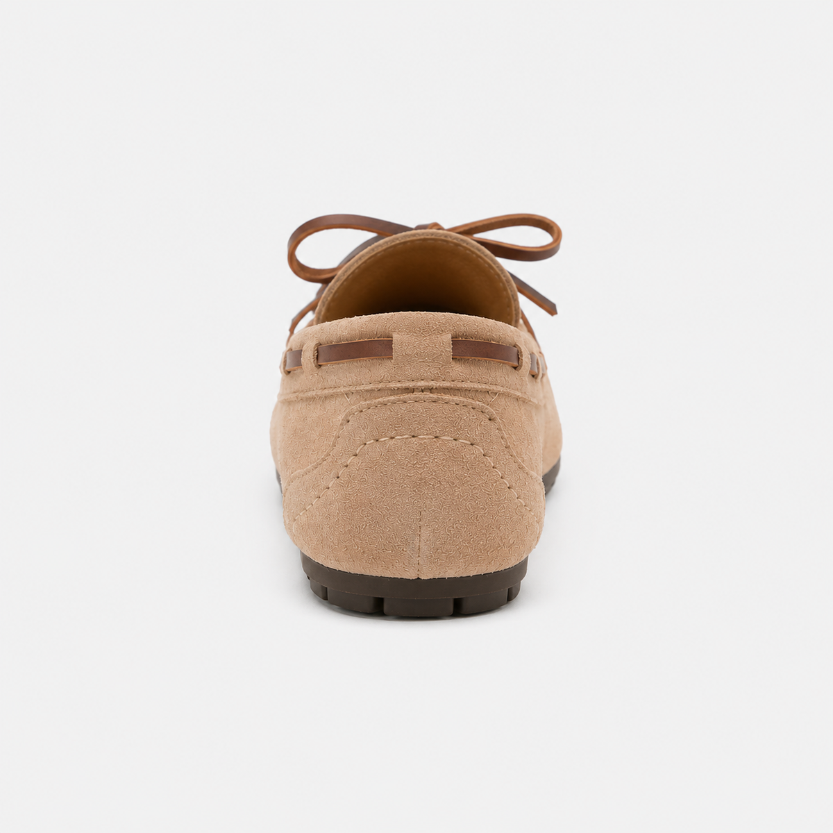 Mocassin Beige Femme En Velours Avec Nœud Papillon