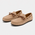 Mocassin Beige Femme En Velours Avec Nœud Papillon