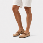 Mocassin Beige Femme En Velours Avec Nœud Papillon