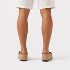 Mocassin Beige Femme En Velours Avec Nœud Papillon