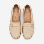 Mocassin Cuir Artificiel Beige Sans Lacets