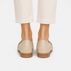 Mocassin Cuir Artificiel Beige Sans Lacets