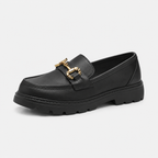 Mocassins En PVC Noirs À Boucle Dorée