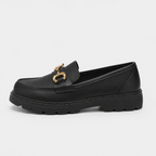Mocassins En PVC Noirs À Boucle Dorée