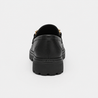 Mocassins En PVC Noirs À Boucle Dorée