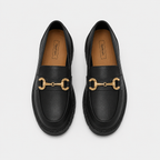 Mocassins En PVC Noirs À Boucle Dorée