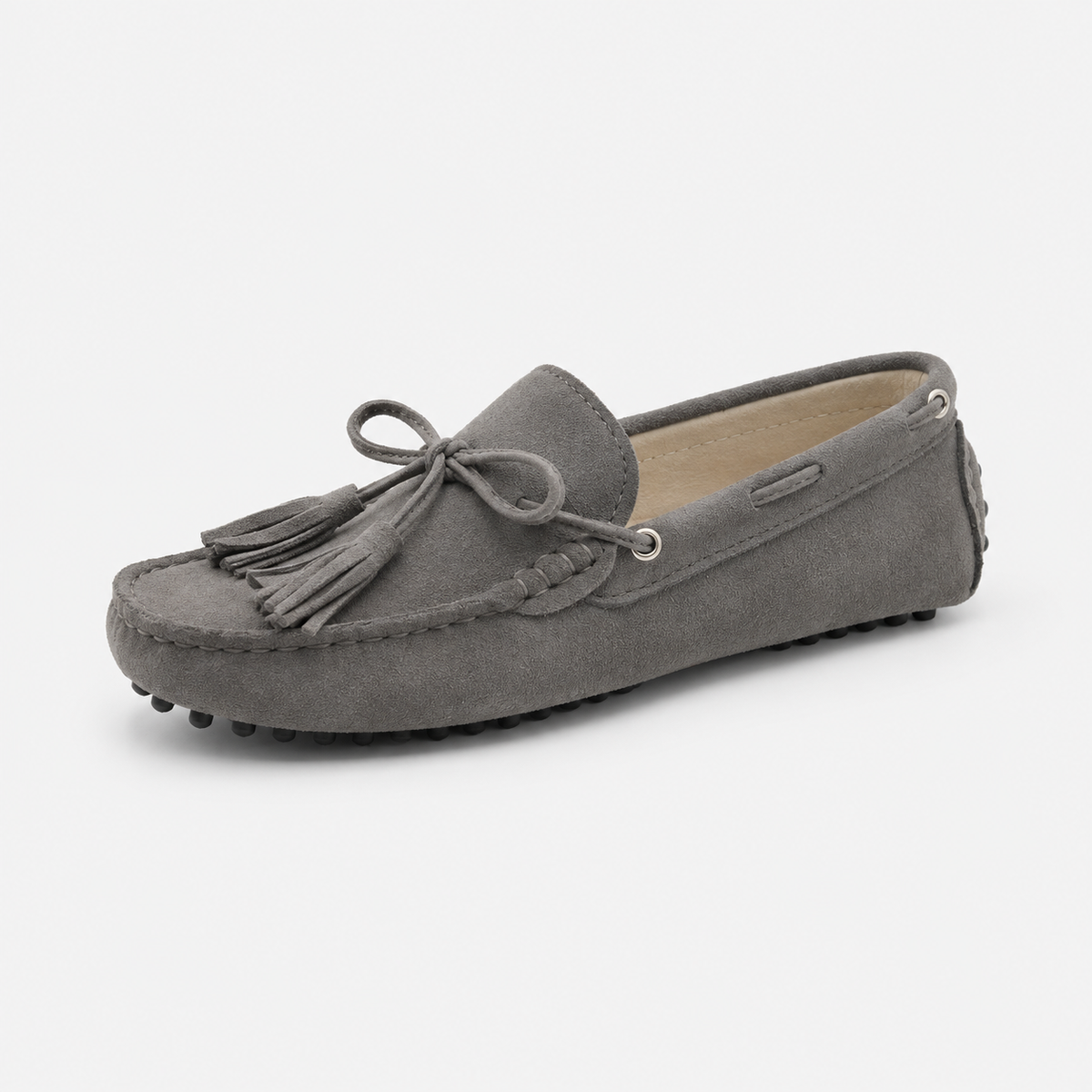 Mocassins Cuir Souple Gris