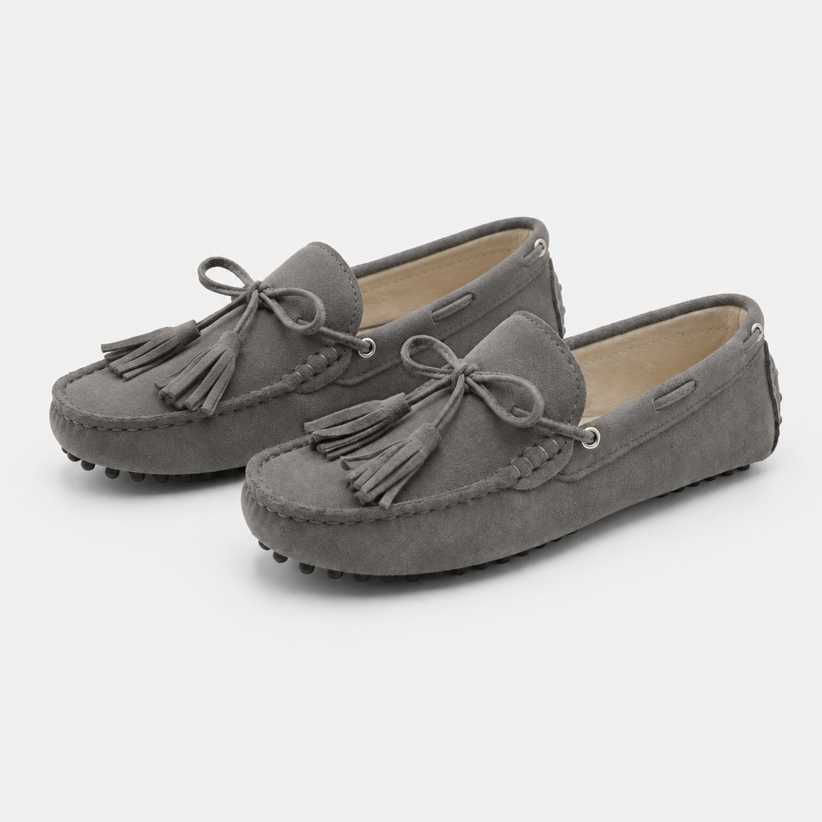 Mocassins Cuir Souple Gris
