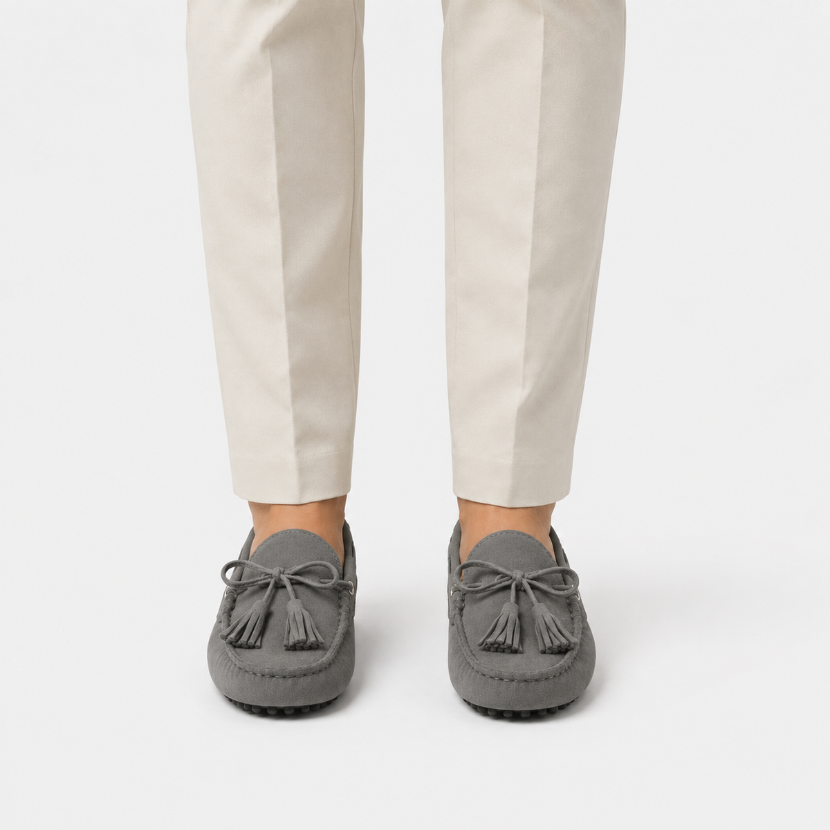 Mocassins Cuir Souple Gris