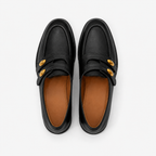 Mocassin Femme Talon En Simili-Cuir Noir