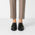 Mocassin Femme Talon En Simili-Cuir Noir