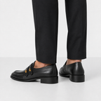 Mocassin Femme Talon En Simili-Cuir Noir