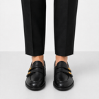 Mocassin Femme Talon En Simili-Cuir Noir