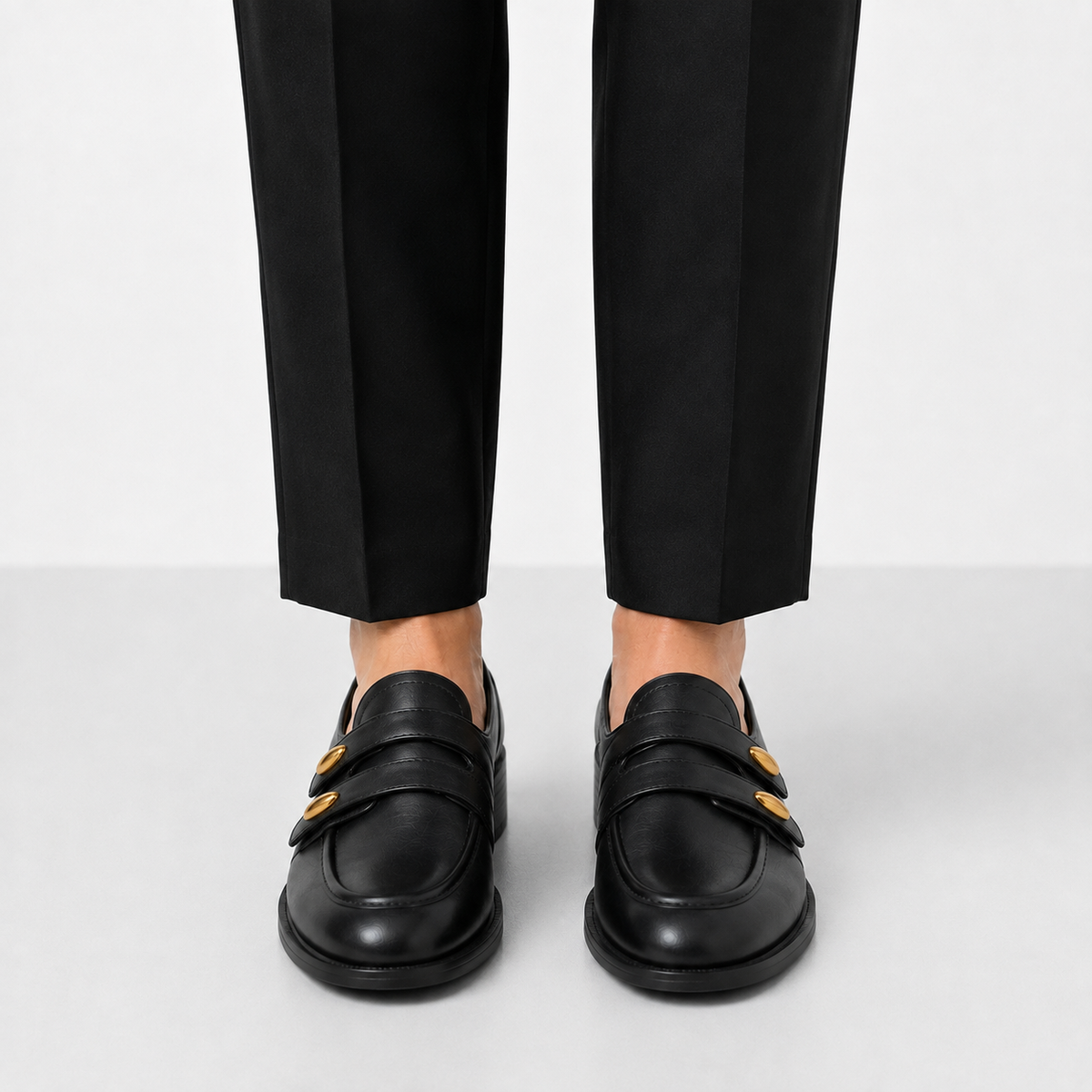 Mocassin Femme Talon En Simili-Cuir Noir