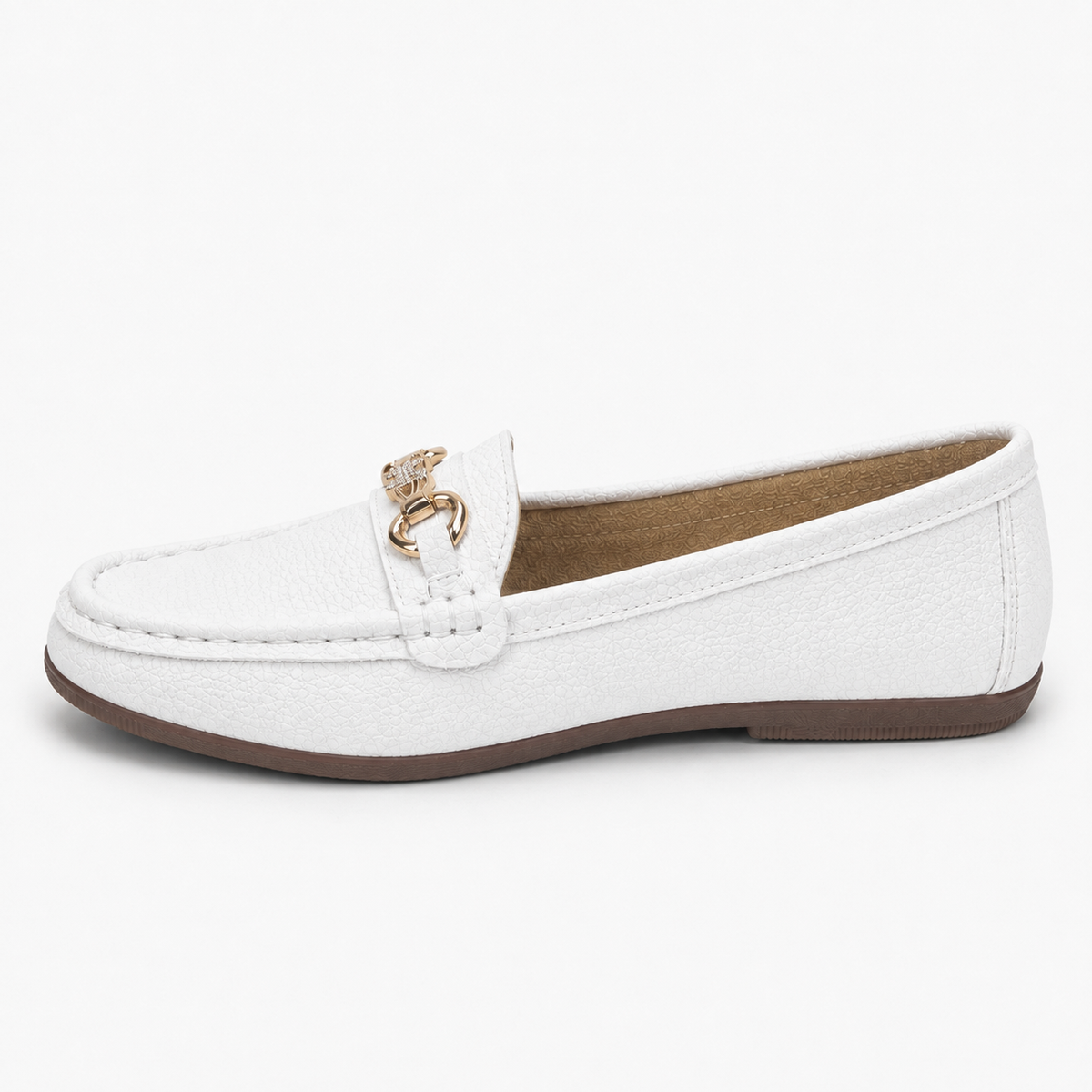 Mocassin Simili-Cuir Plats Blanc