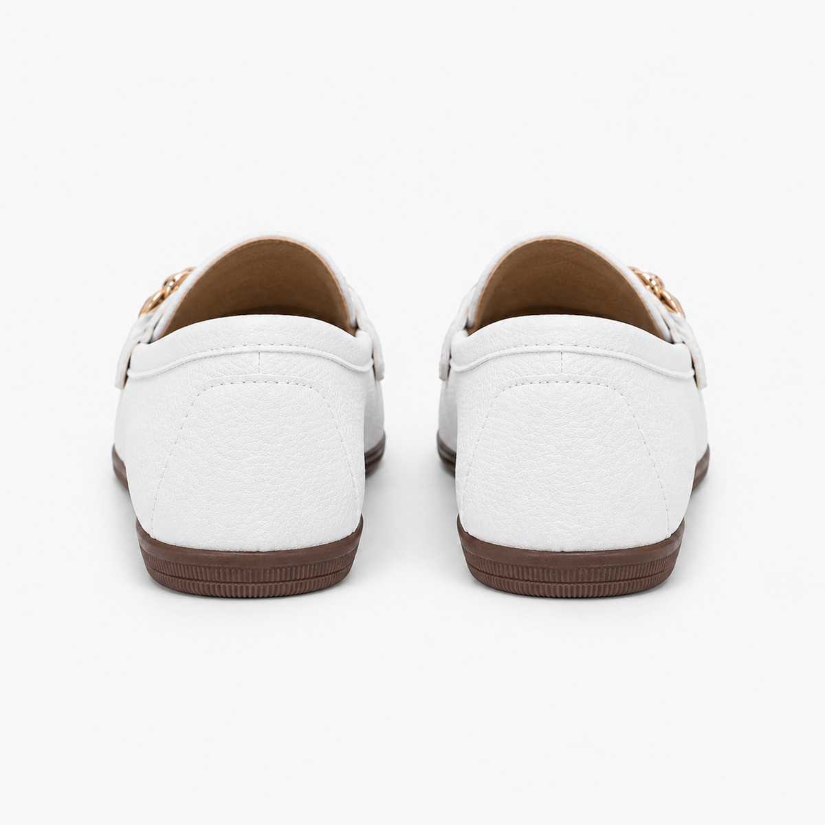 Mocassin Simili-Cuir Plats Blanc